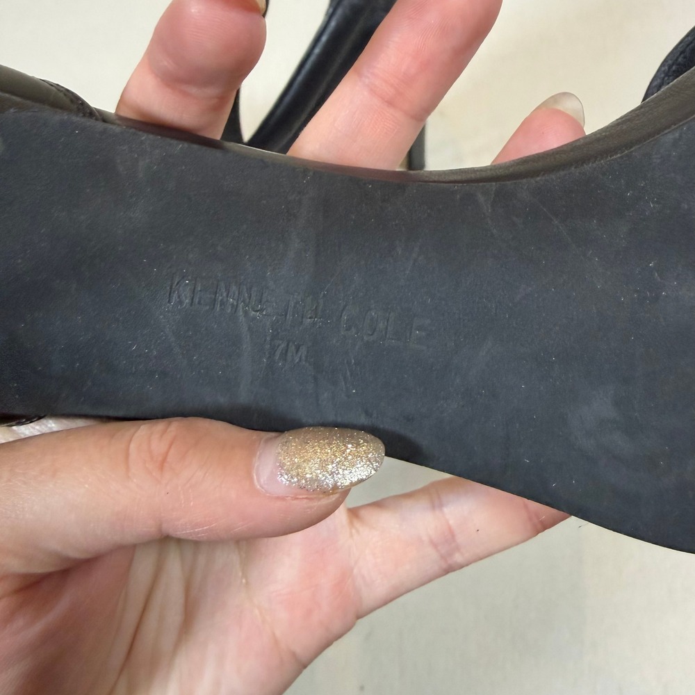 Kenneth Cole Women's New York Black Leather Ankle Strap Stiletto Heels - Size 7M - Picture 9 of 9